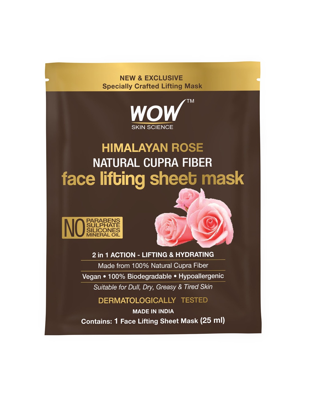 

WOW SKIN SCIENCE Himalayan Rose Natural Cupra Fiber Face Lifting Sheet Mask - 25 ml, Transparent