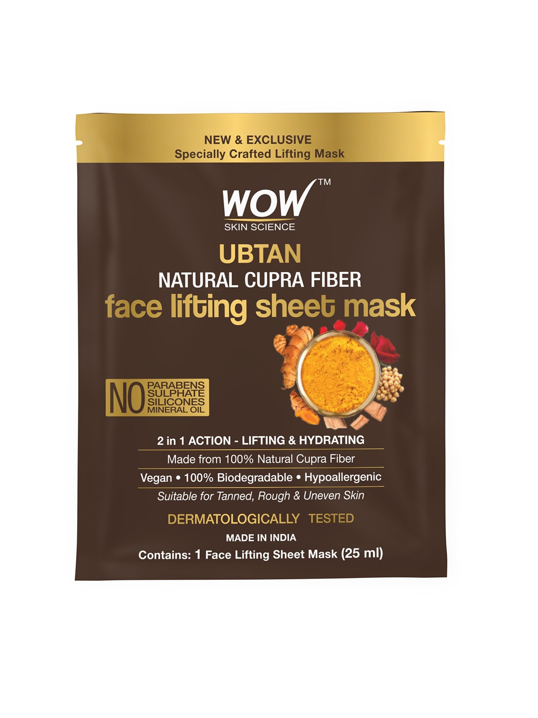 

WOW SKIN SCIENCE Ubtan Natural Fiber Cupra Face Lifting Sheet Mask 25ml, Transparent