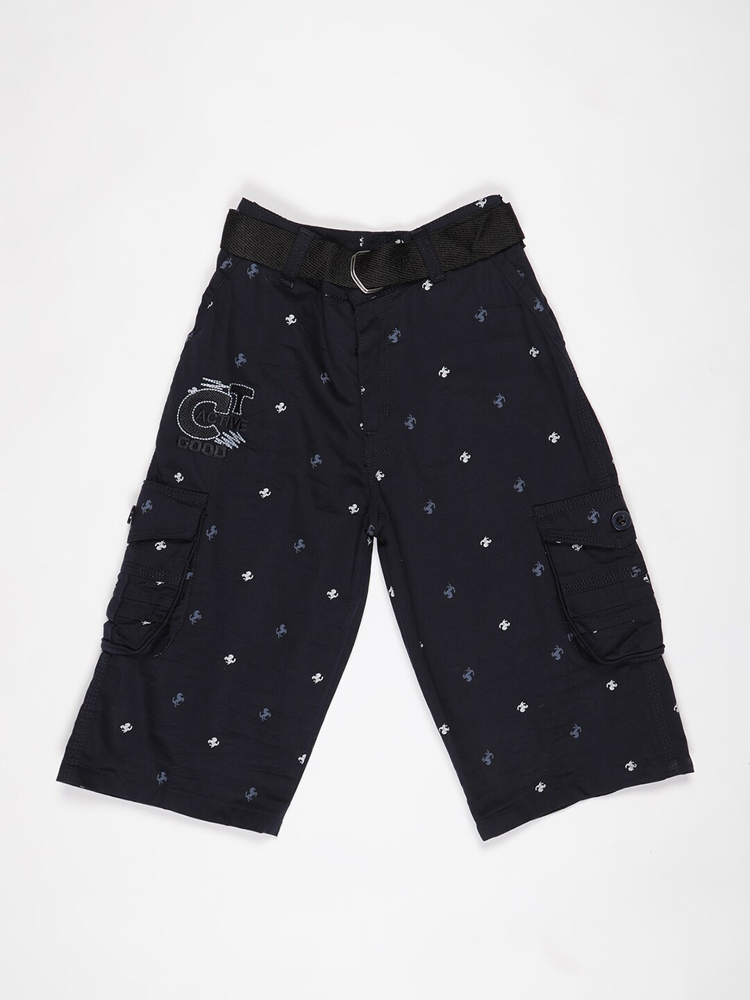 

V2 Value & Variety Boys Navy Blue Printed Cargo Shorts