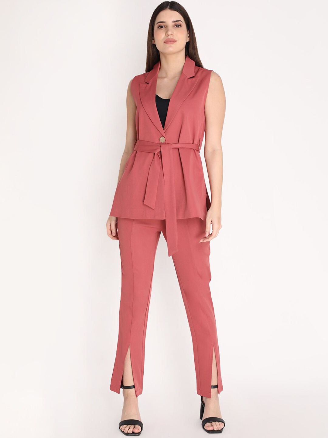 

Dlanxa Women Pink Solid Single Breasted 2-Piece Suits