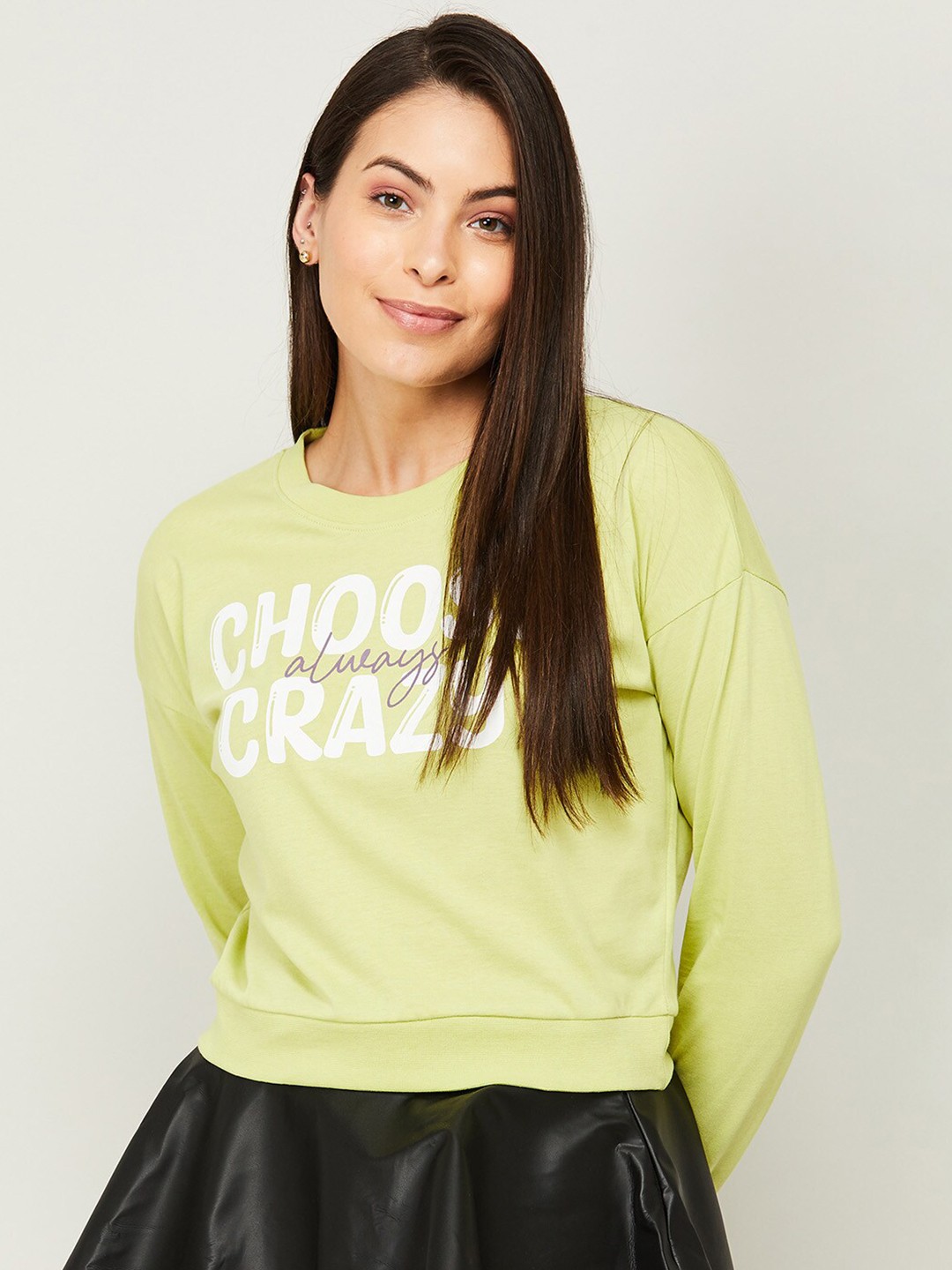

Ginger by Lifestyle Women Yellow Cotton Sweatshirt