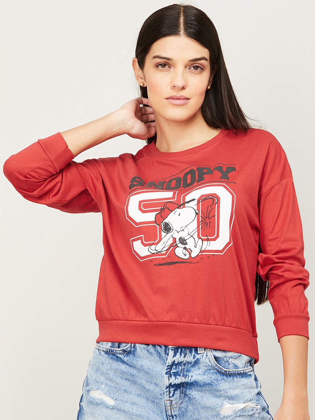 

Ginger by Lifestyle Women Red Printed Sweatshirt