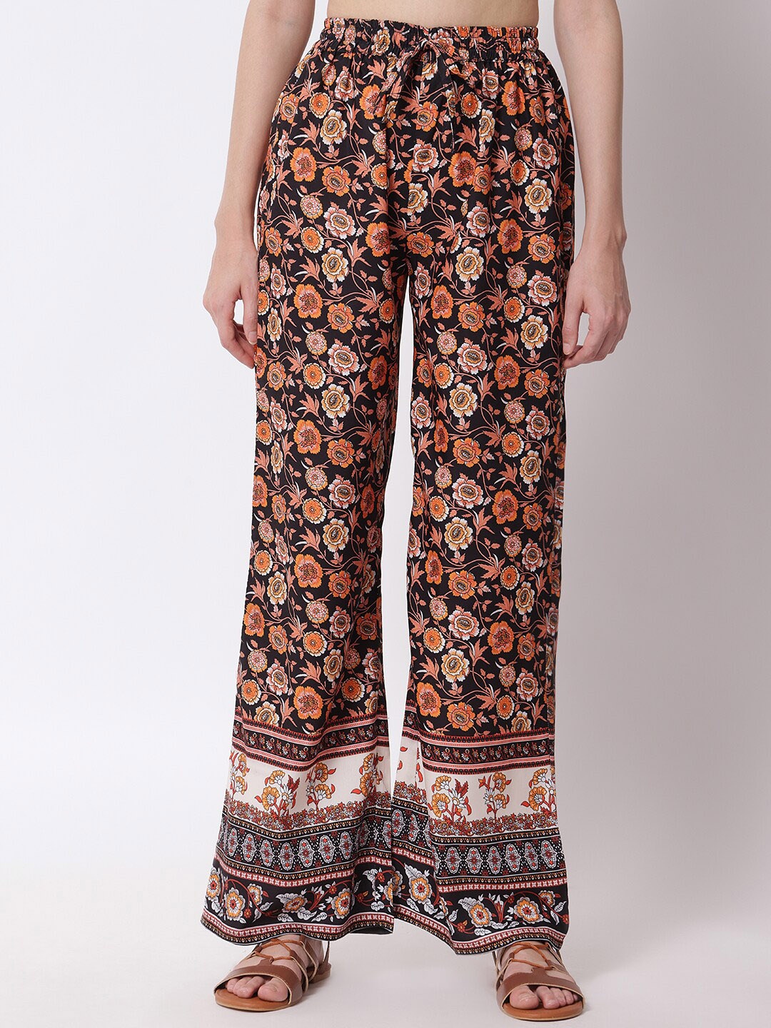 

Kotty Women Floral Printed Relaxed High-Rise Easy Wash Trousers, Multi