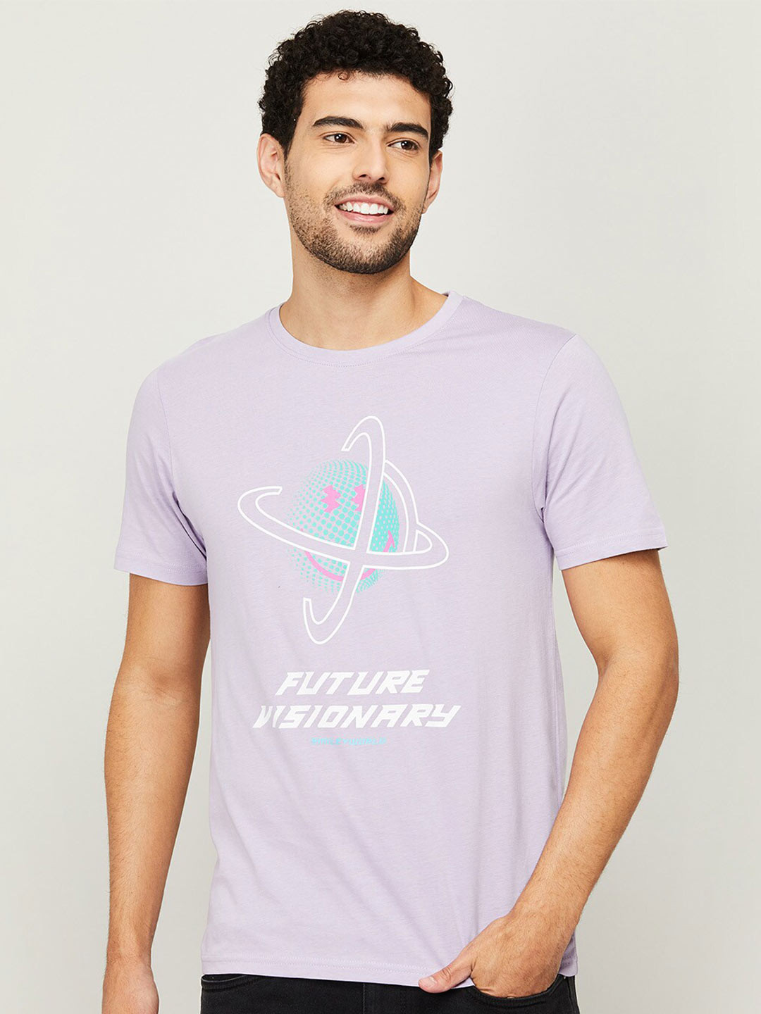 

SmileyWorld Men Purple Printed T-shirt