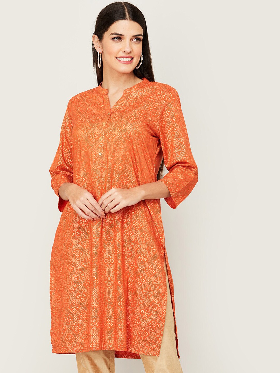

Melange by Lifestyle Women Orange Ethnic Motifs Printed Kurta