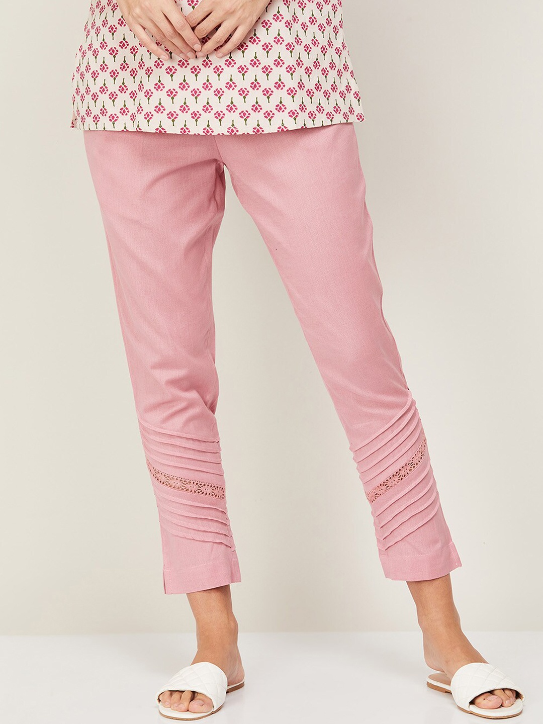 

Melange by Lifestyle Women Pink Comfort High-Rise Trousers