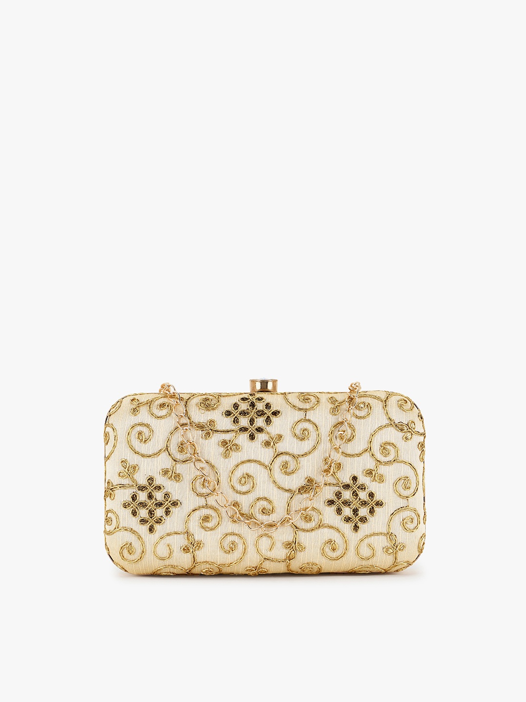 

Anekaant Beige Embroidered Box Clutch