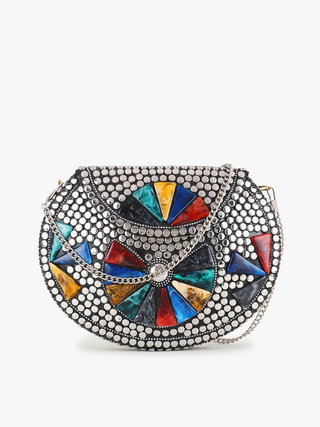 

Anekaant Women Silver Clutches, Multi