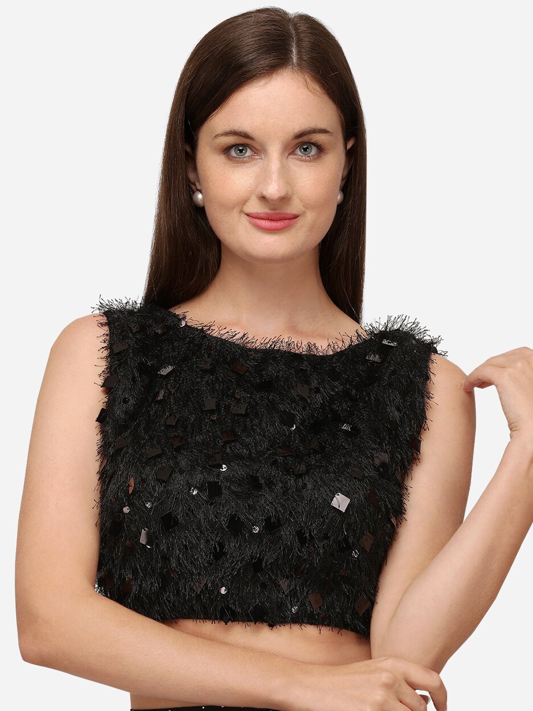 

Fab Viva Black Embellished Saree Blouse