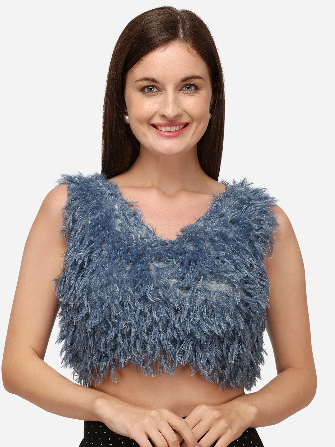 

Fab Viva Women Grey Embellished Saree Blouse