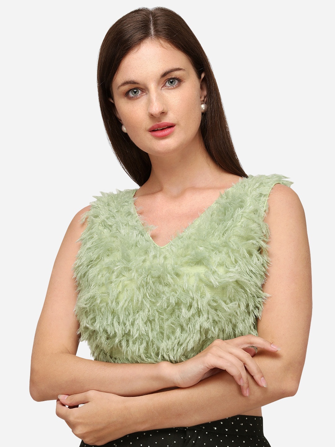 

Fab Viva Women Sea Green Embellished Silk Saree Blouse