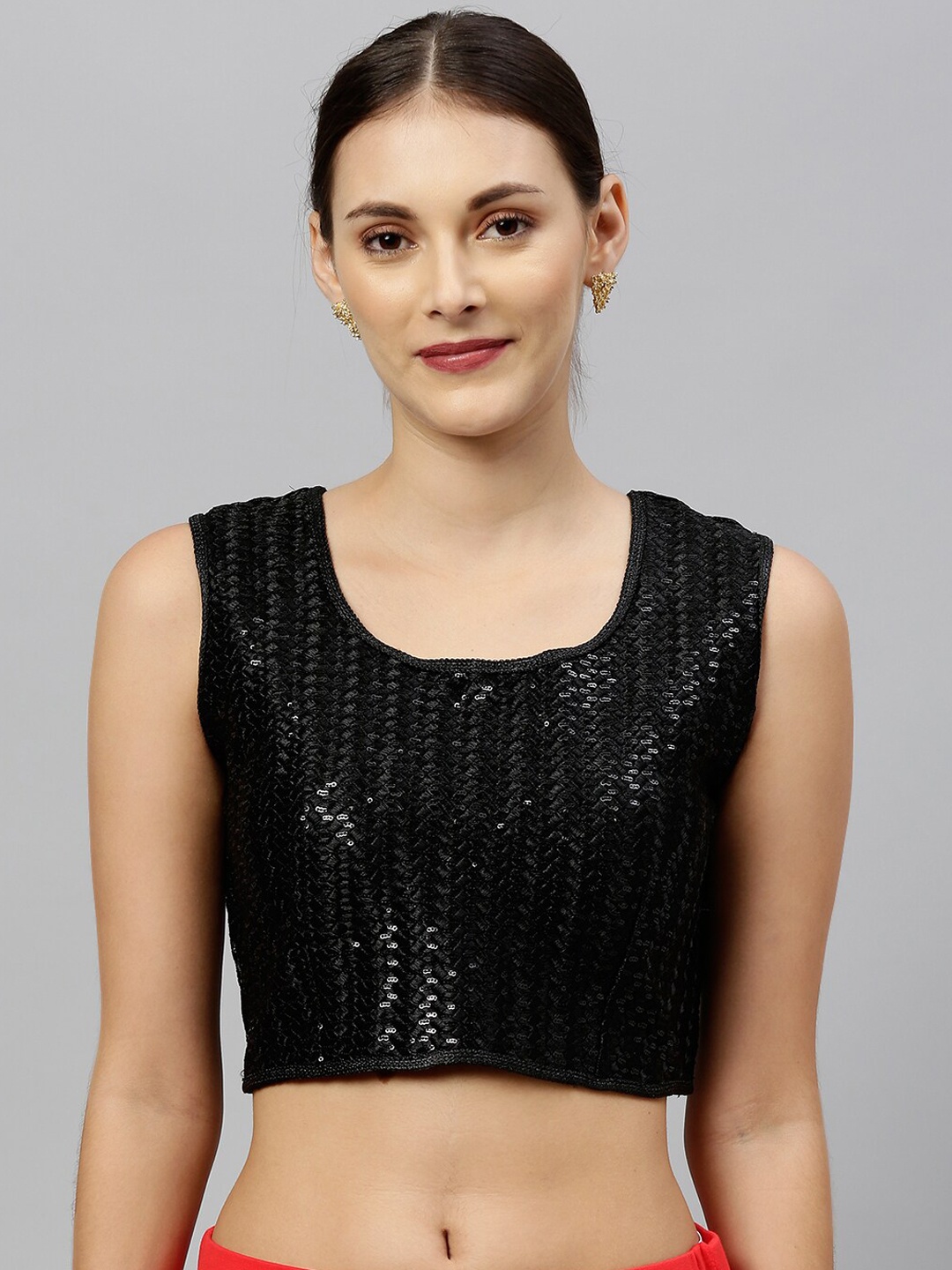 

Fab Viva Women Black Sequinned Embellished Silk Blouse