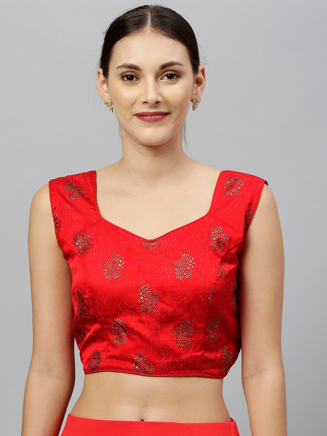 

Fab Viva Women Red Printed Silk Readymade Saree Blouse