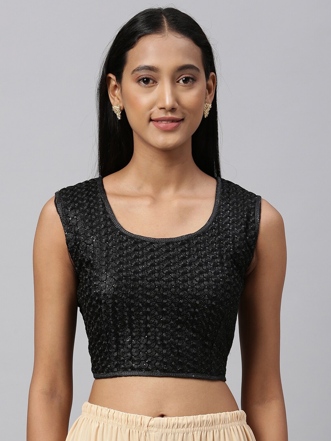 

Fab Viva Black Embroidered Readymade Saree Blouse