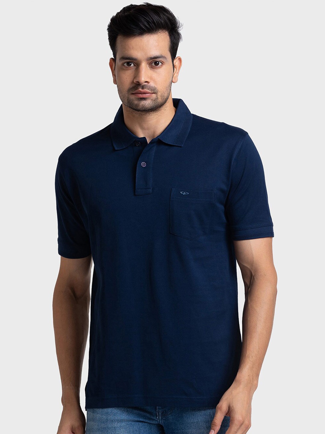 

ColorPlus Men Blue Polo Collar T-shirt