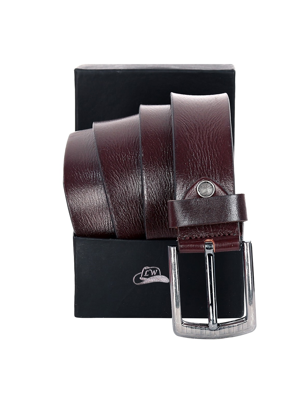 

Leather World Men Brown Textured Belts