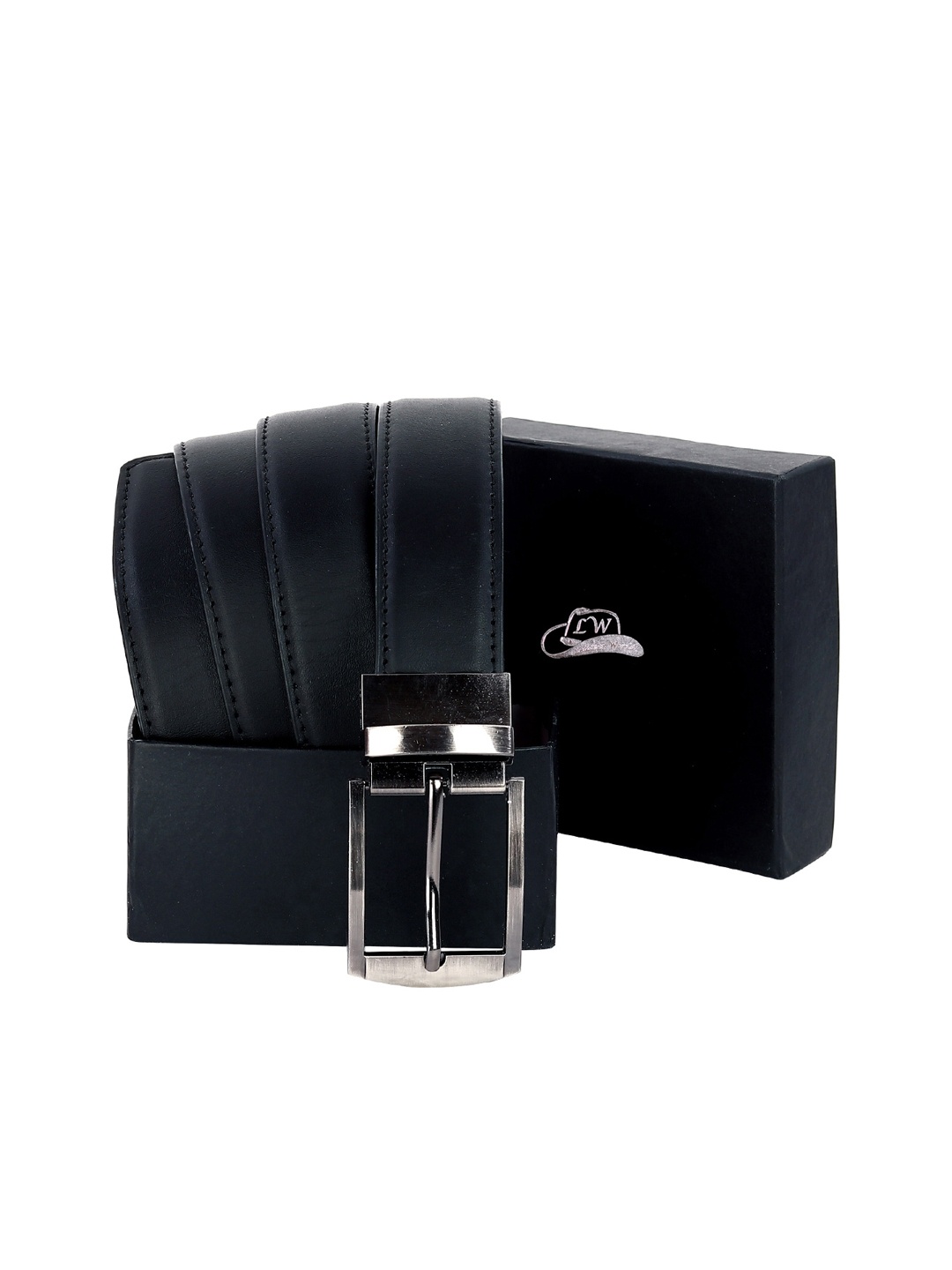 

Leather World Men Black Leather Formal Belt