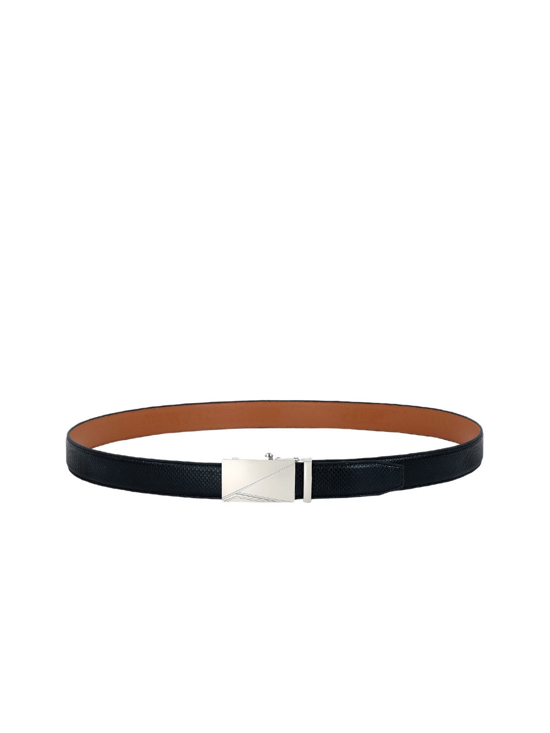 

Leather World Men Black Textured Leather Formal Belt