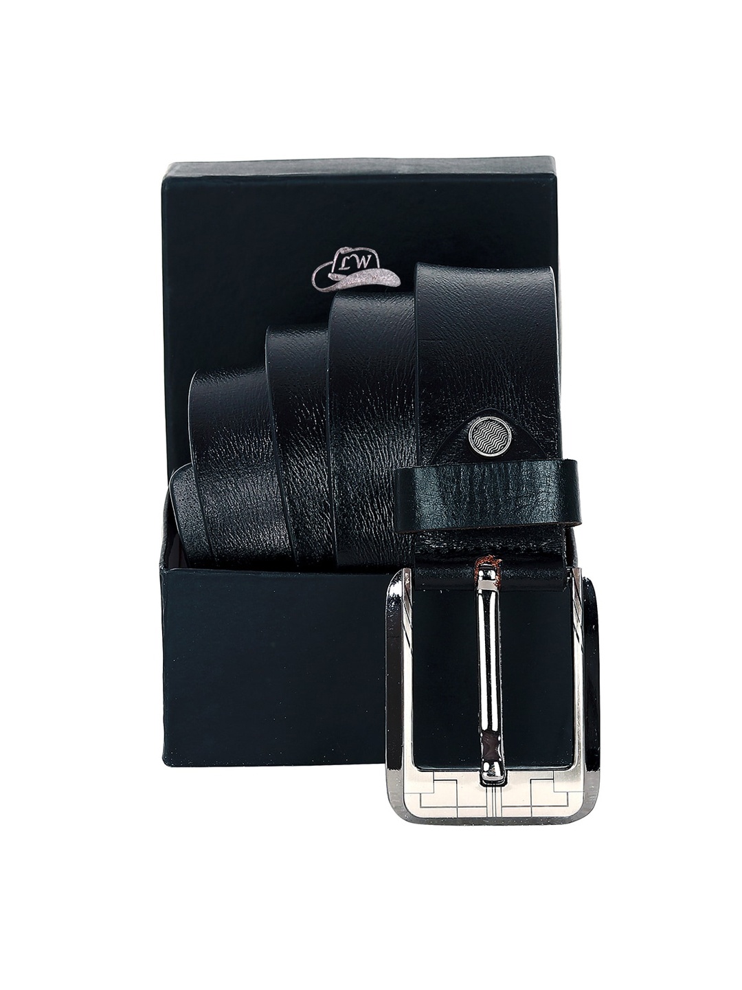 

Leather World Men Black Textured Genuine Leather Formal Belt