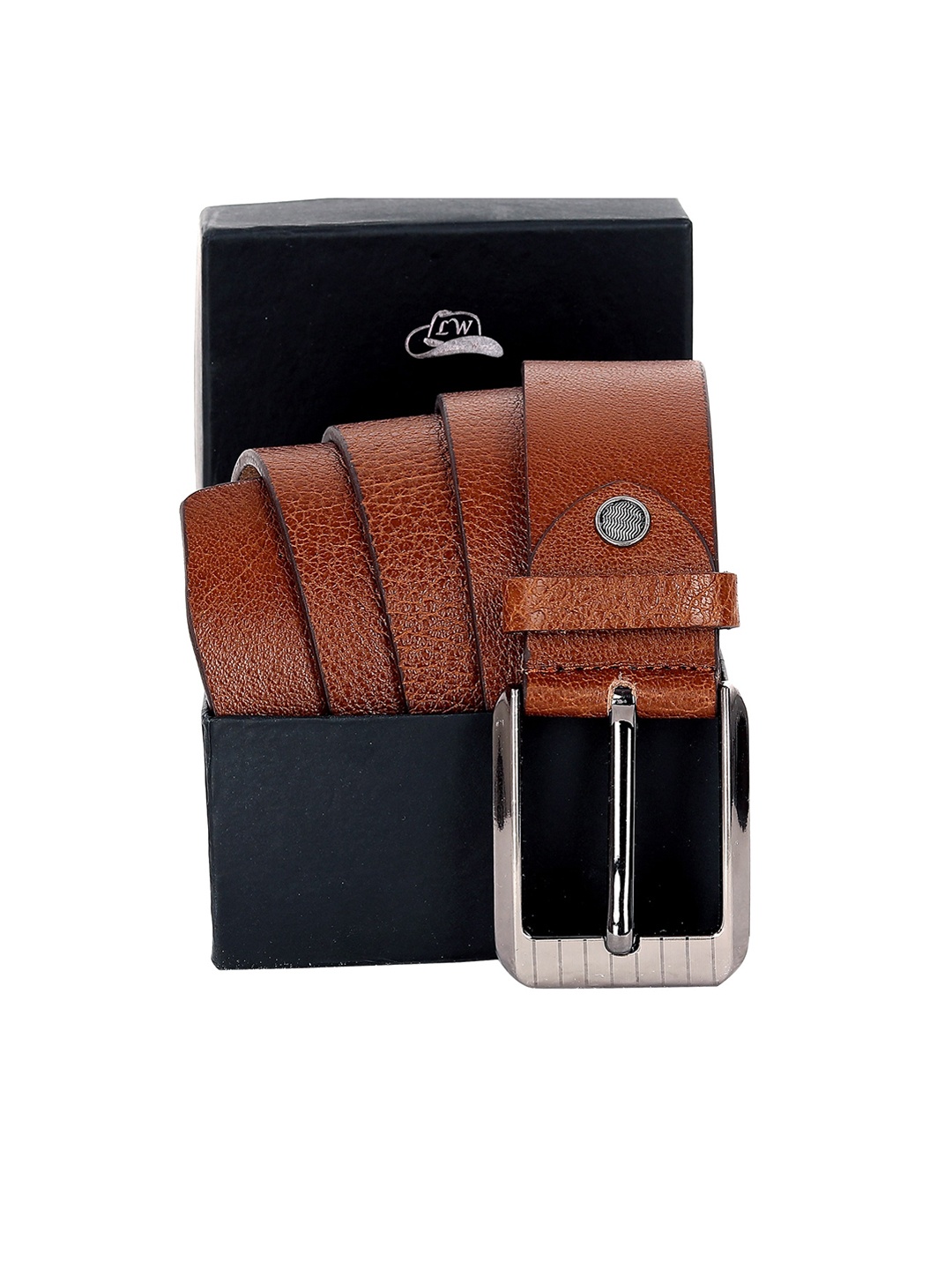 

Leather World Men Tan Leather Formal Belt