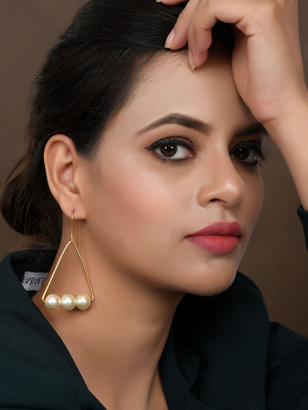 

Silvermerc Designs Gold-Toned Triangular Drop Earrings