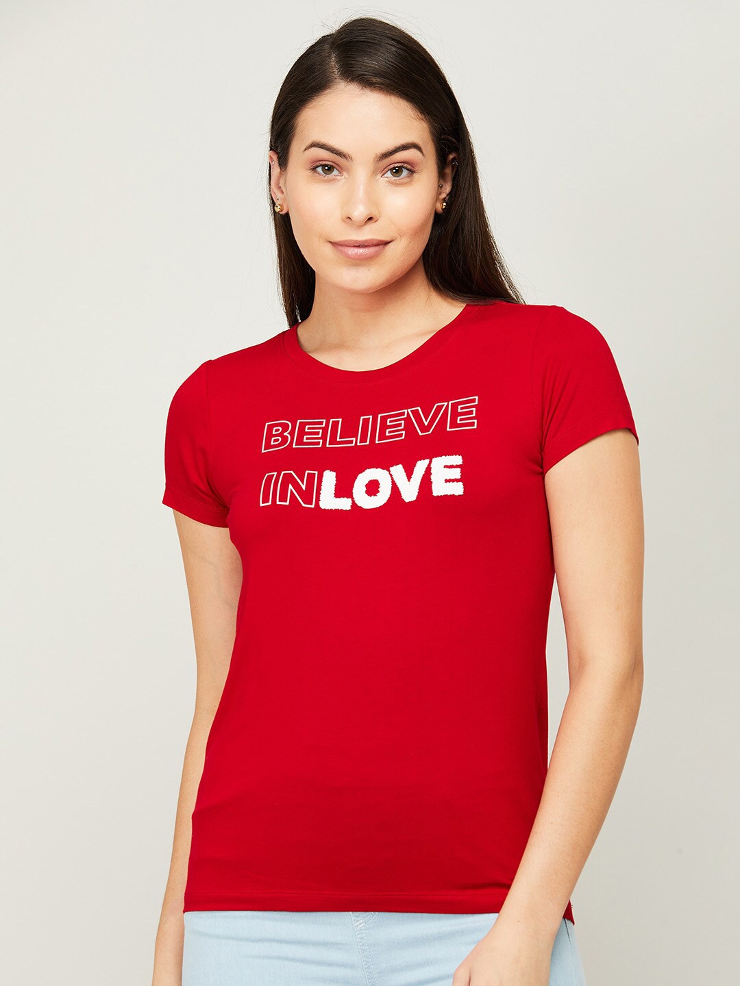 

Fame Forever by Lifestyle Red Pure Cotton Print Top