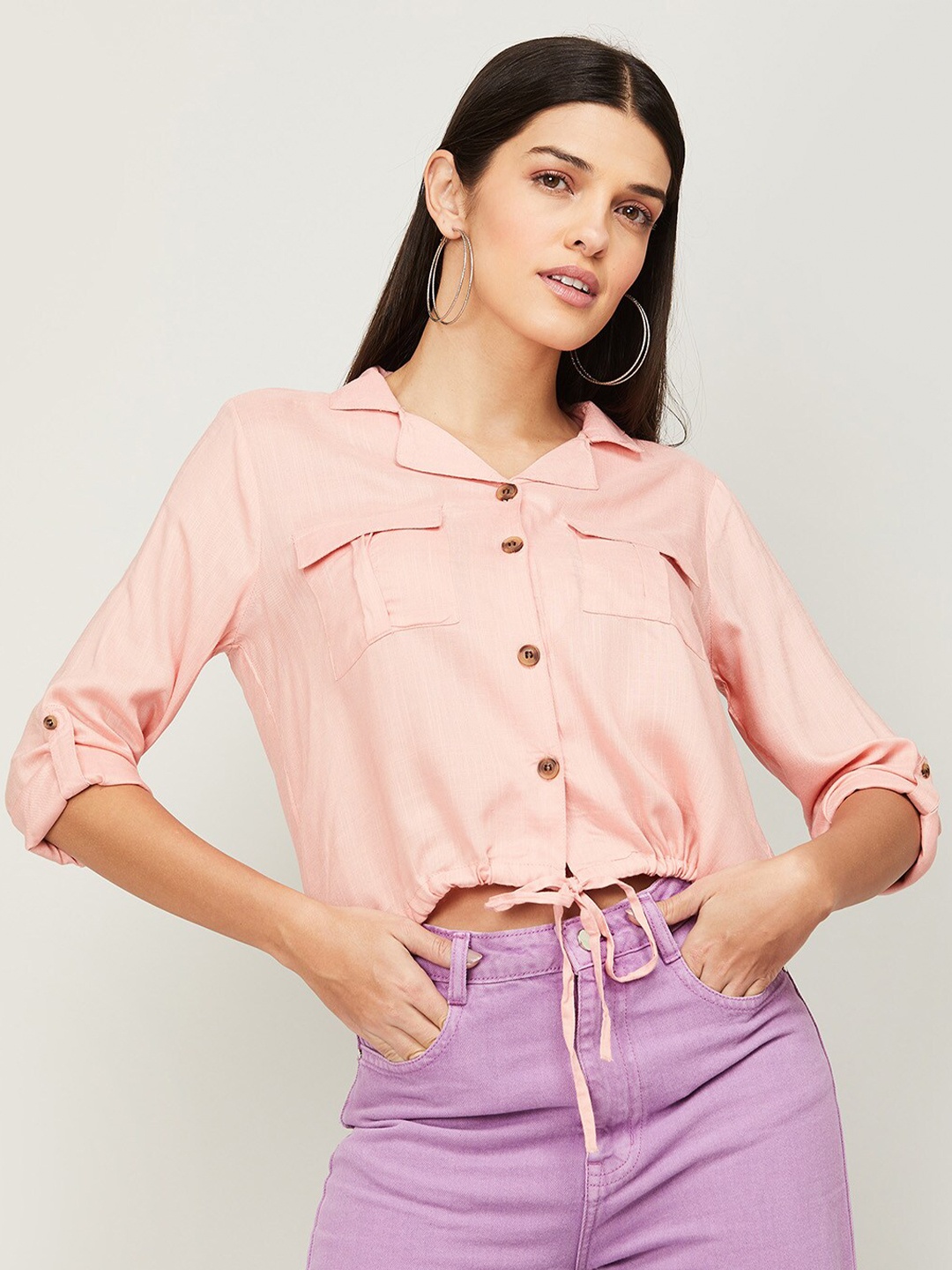

Fame Forever by Lifestyle Women Pink Solid Shirt Style Top