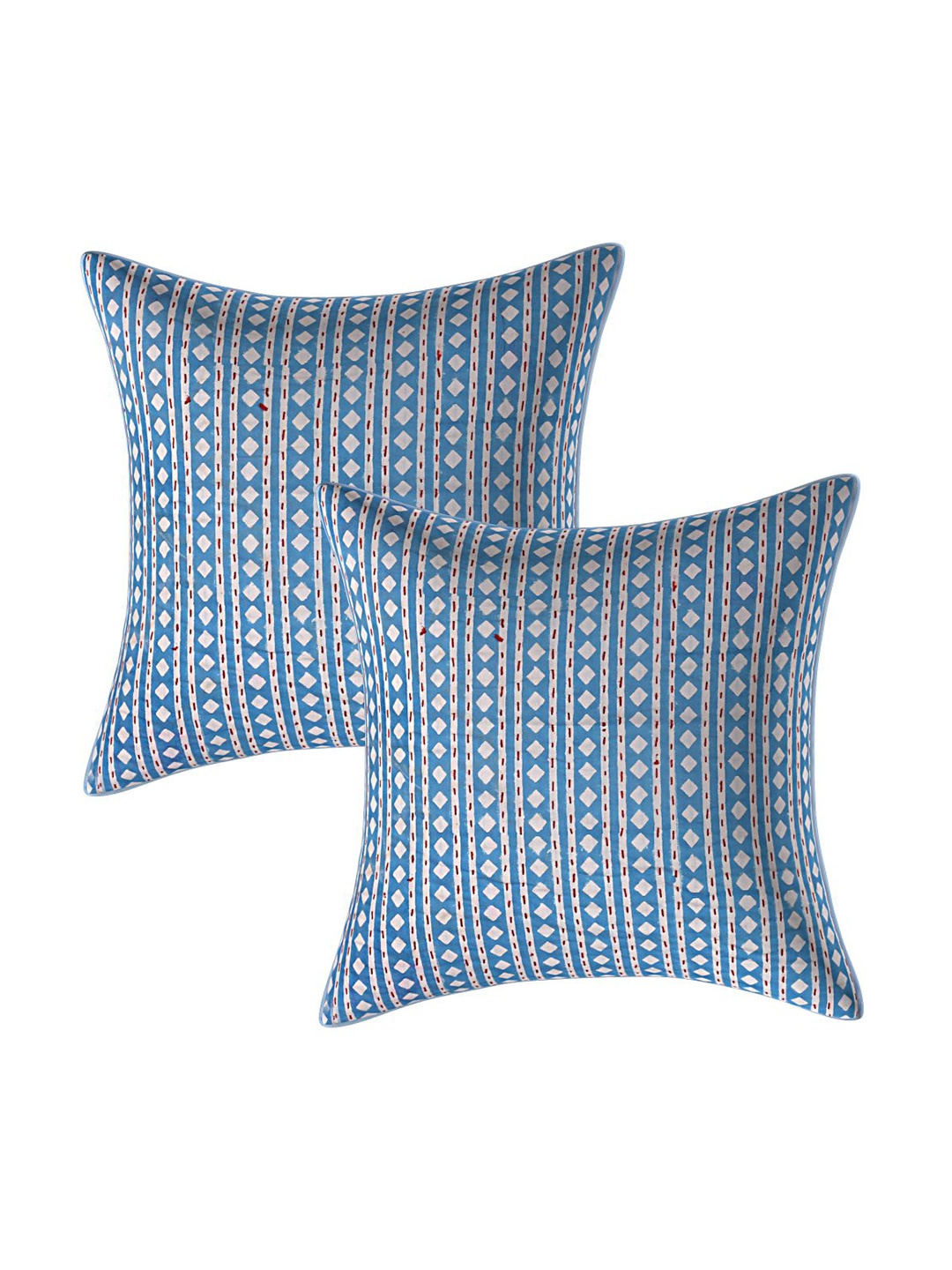 

INDHOME LIFE Blue & White Set of 2 Floral Square Cushion Covers