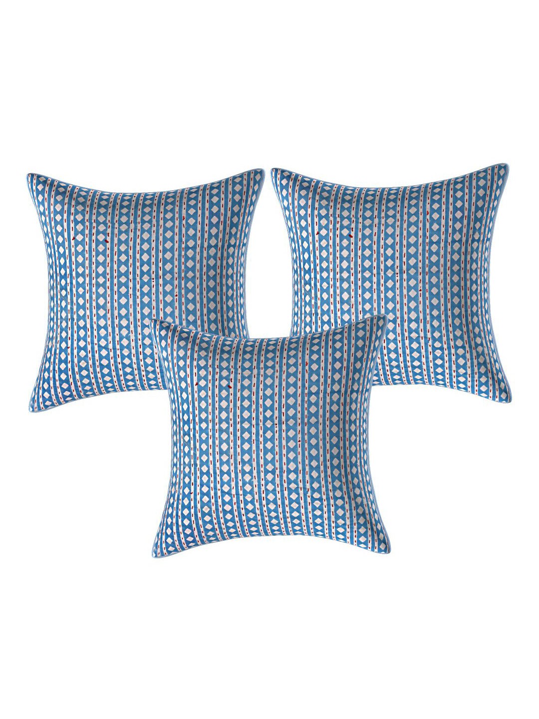 

INDHOME LIFE Blue & White Set of 3 Floral Square Cushion Covers