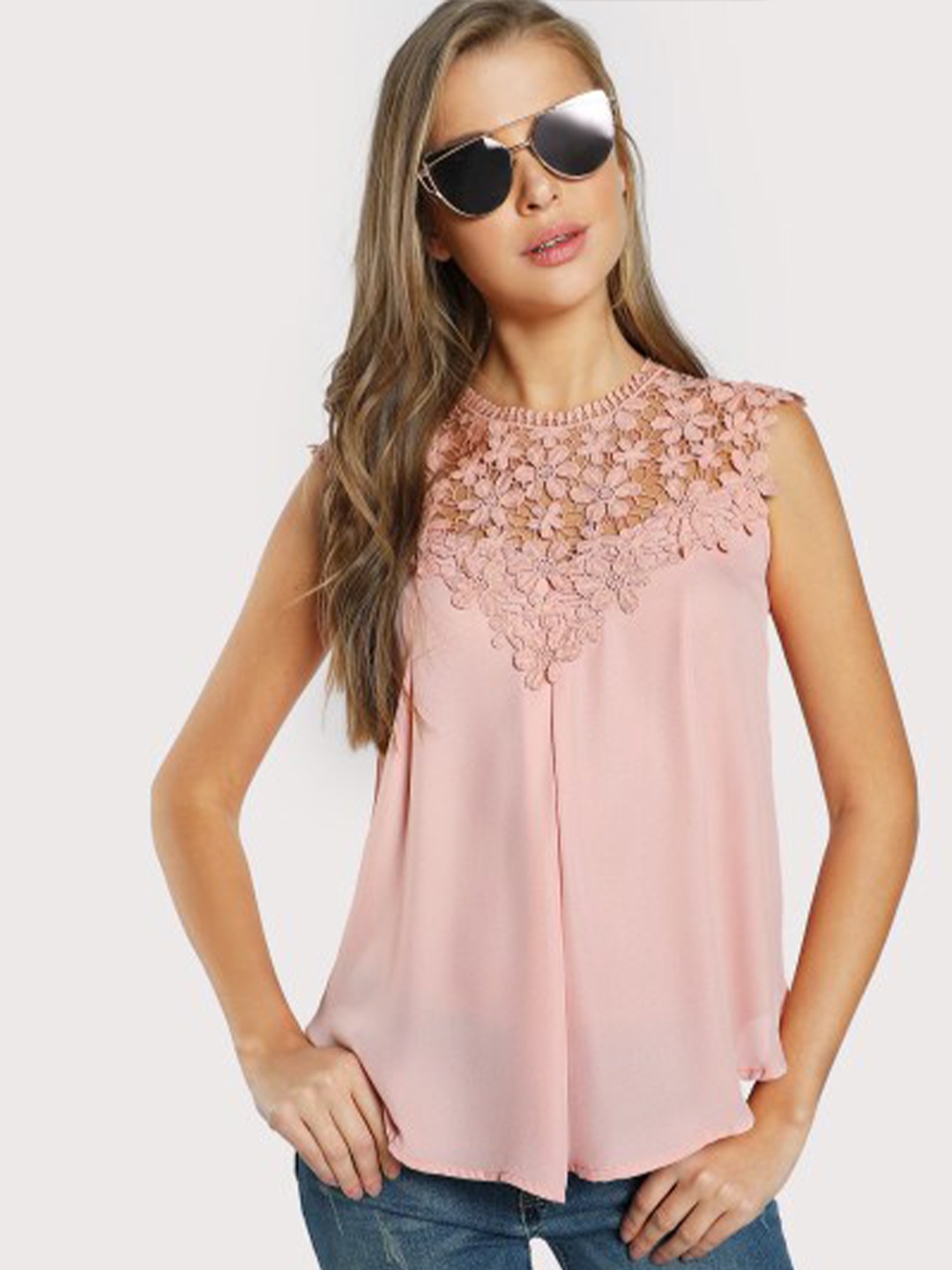 

La Aimee Pink Self-Design Top