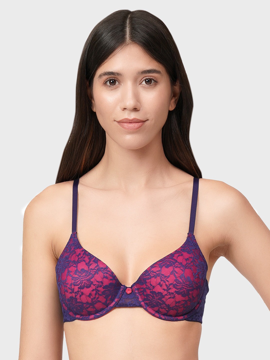 

Amante Blue & Pink Floral Bra Underwired Lightly Padded
