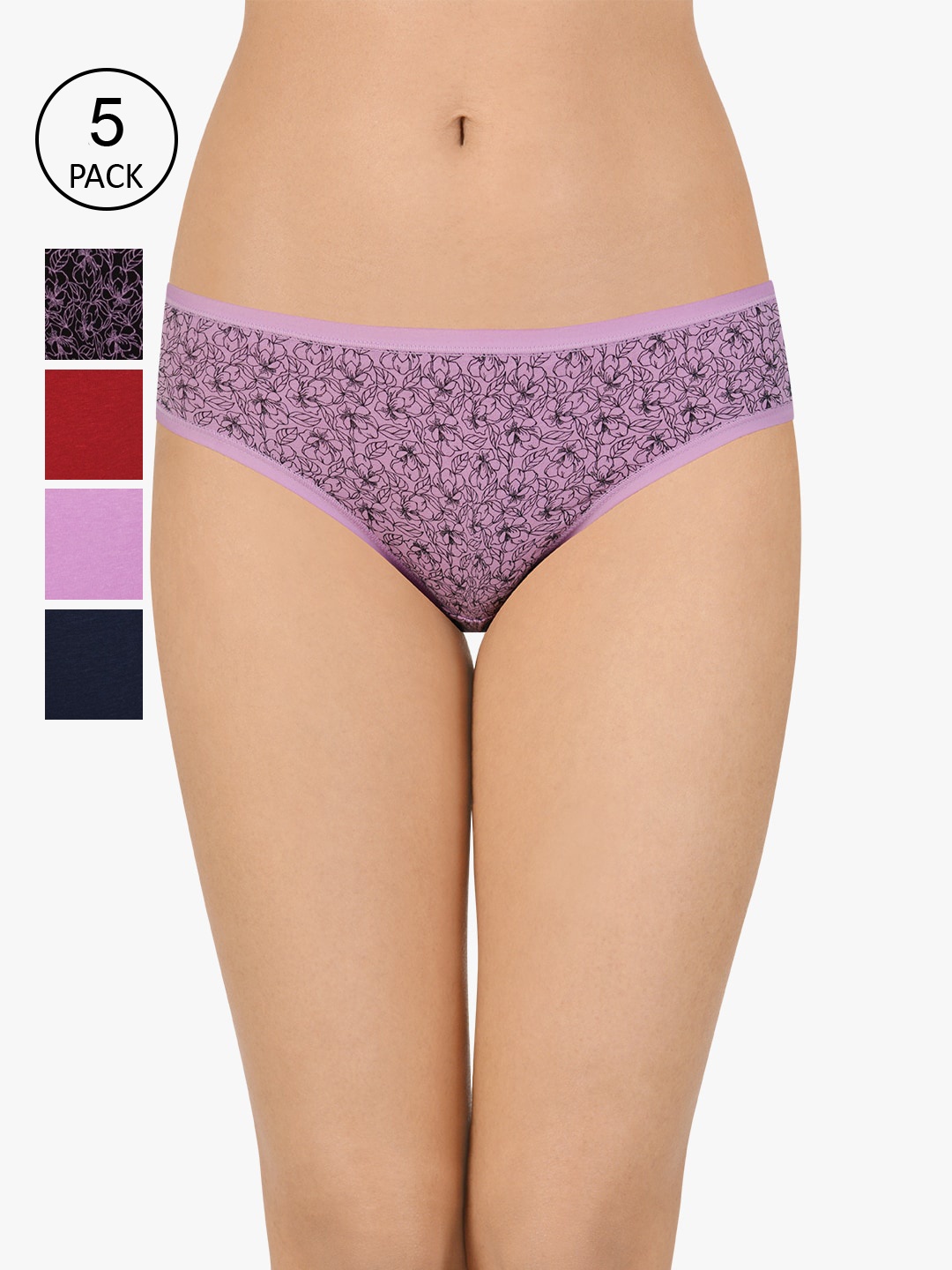 

Amante Women Assorted Pack of 5 Low-Rise Bikini Briefs PPK35302