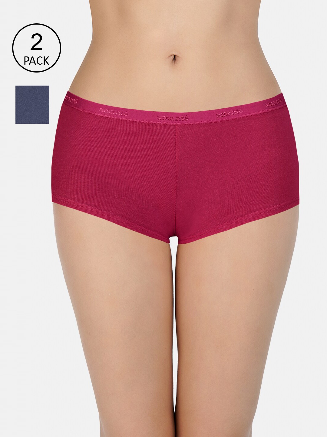 

Amante Women Pack of 2 Low Rise Boyshort Brief - PPK62001, Maroon