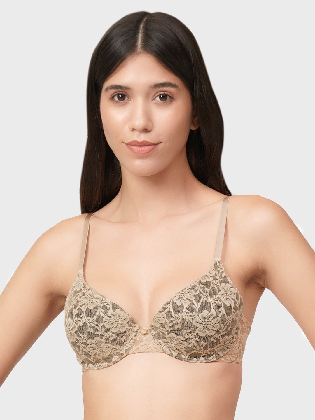 

Amante Padded Wired Lace Dream Bra - BRA82701, Beige