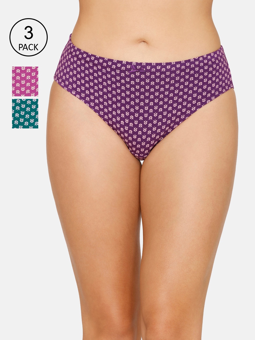 

Amante Women Pack of 3 Printed Mid Rise Bikini Brief - PPK33105, Pink