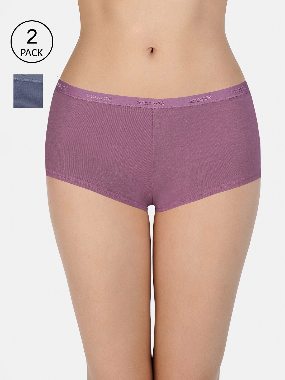 

Amante Women Pack of 2 Low Rise Boyshort Brief - PPK62001, Purple