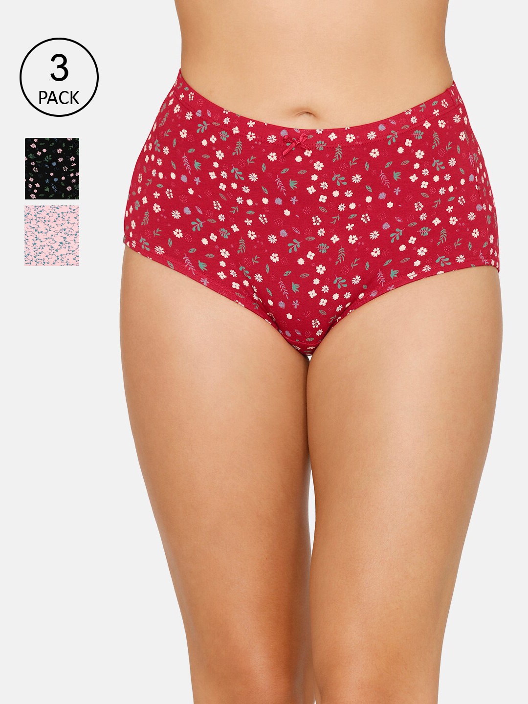 

Amante Women Printed Pack of 3 High Rise High Waist Basic Brief - PPK53105, Pink