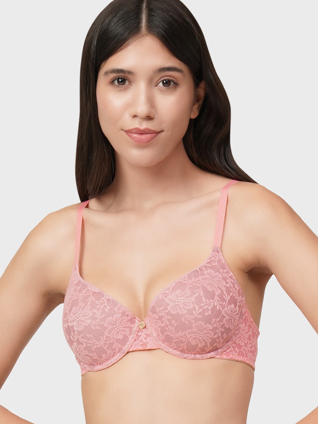 

Amante Pink Floral Bra Underwired Lightly Padded