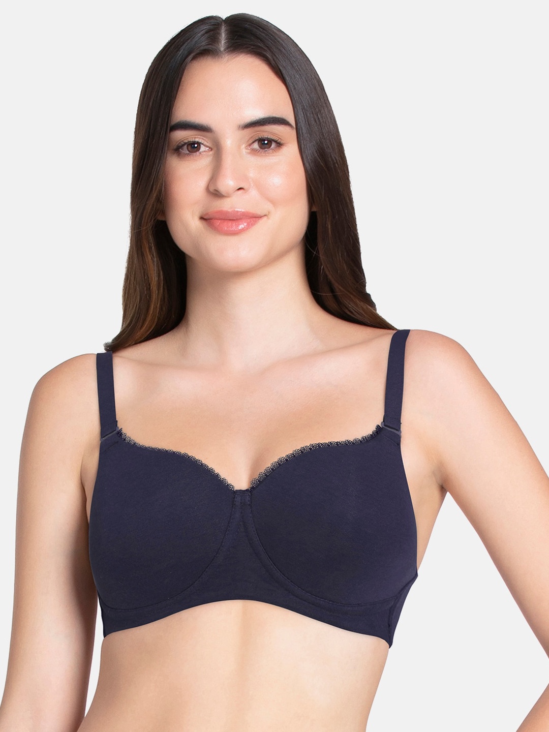 

Amante Solid Padded Wirefree Essential T-Shirt Bra - BRA75501, Blue