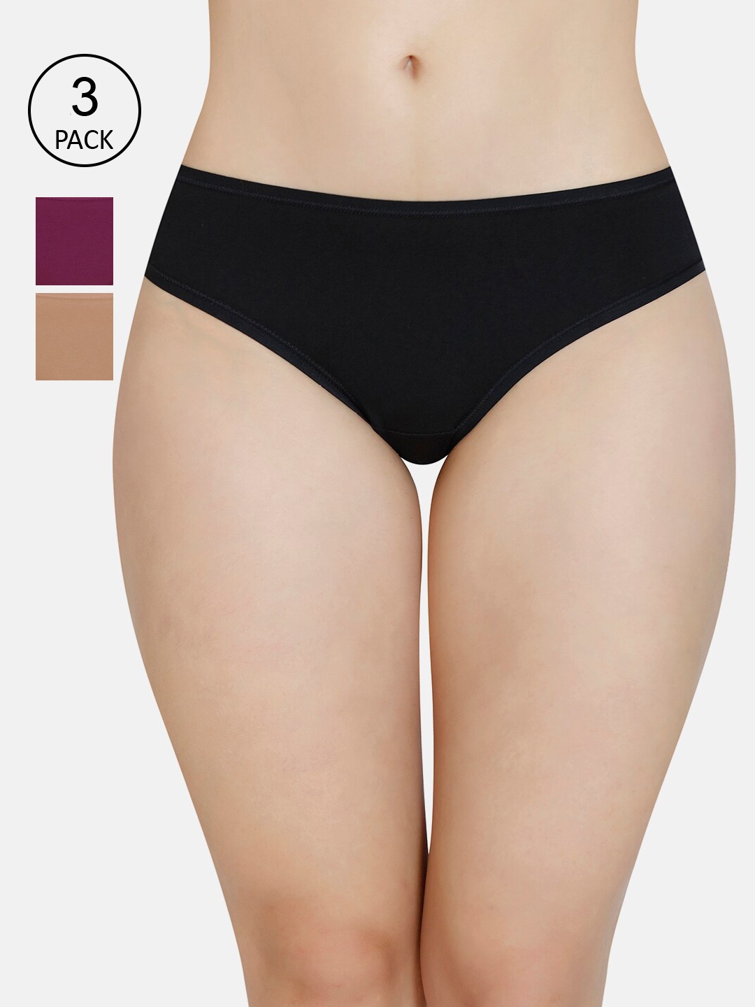 

Amante Women Pack of 3 Low Rise Bikini Brief - PPK33002, Black