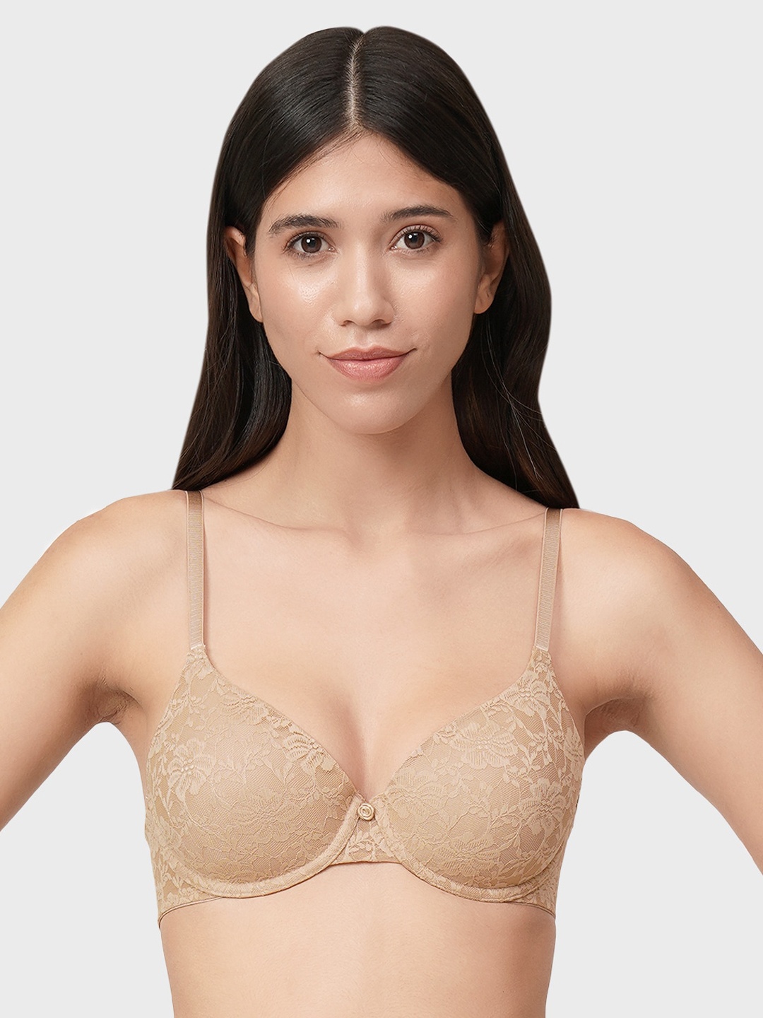 

Amante Padded Wired Lace Dream Bra - BRA82701, Beige