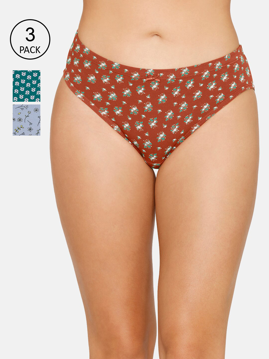 

Amante Women Printed Pack of 3 Mid Rise Bikini Brief - PPK33105, Brown