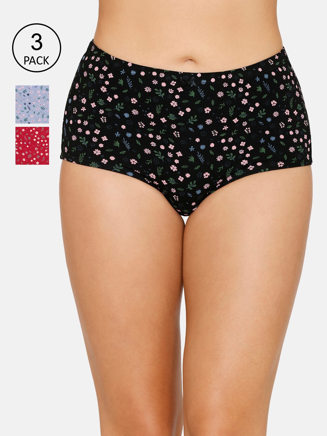 

Amante Women Pack Of 3 Printed High-Rise High Waist Basic Briefs, Red