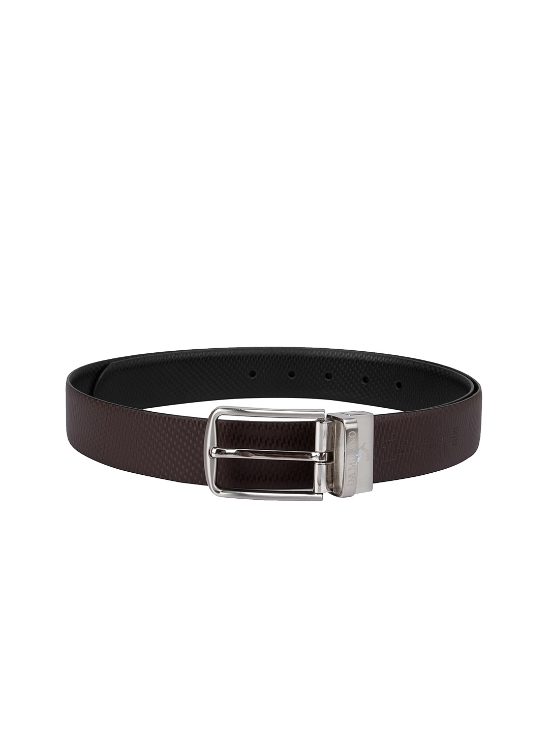 

Da Milano Men Black Textured Leather Reversible Formal Belt