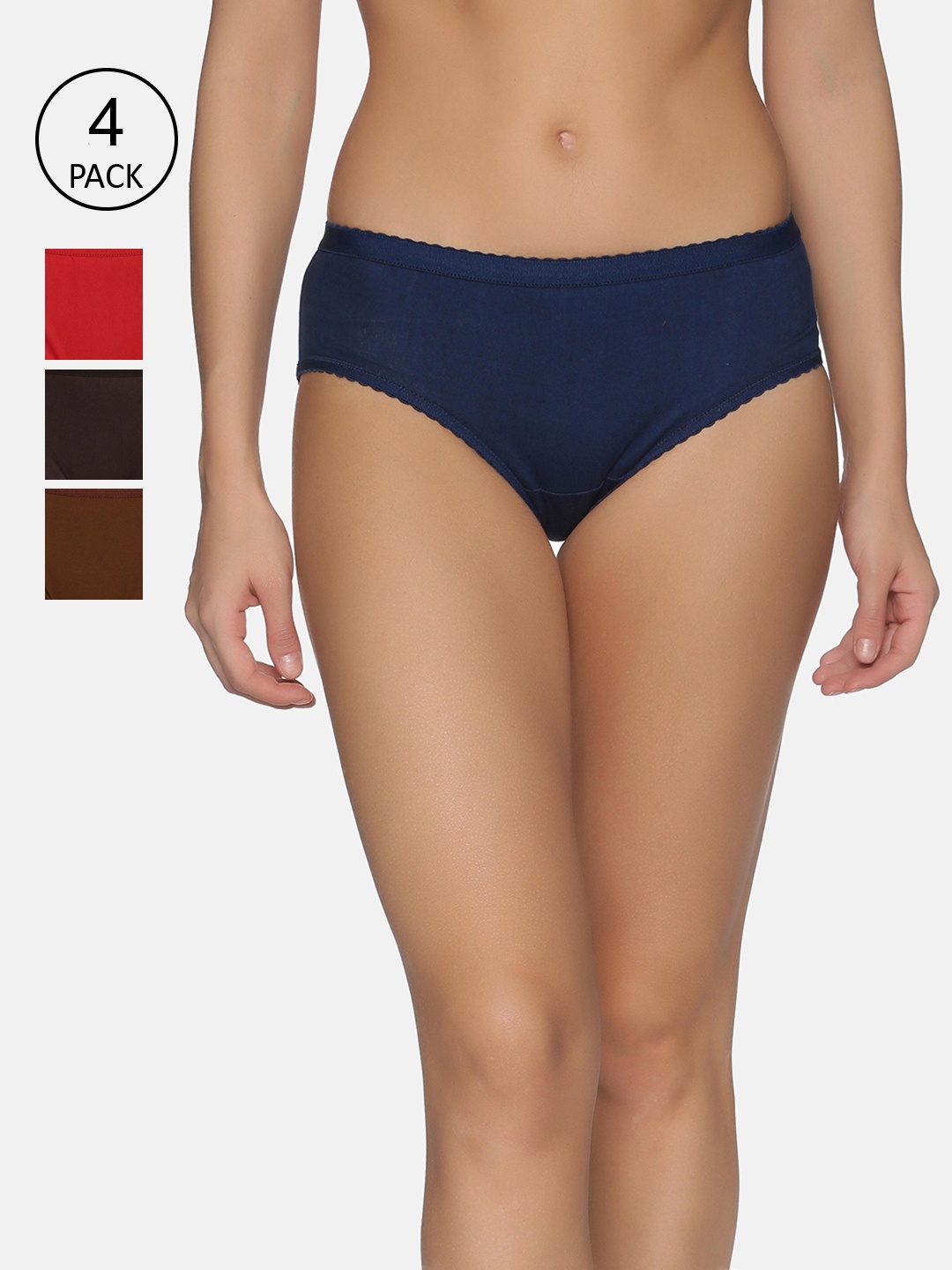 NOT YET by us Women Pack of 4 Assorted Cotton Hipster Briefs