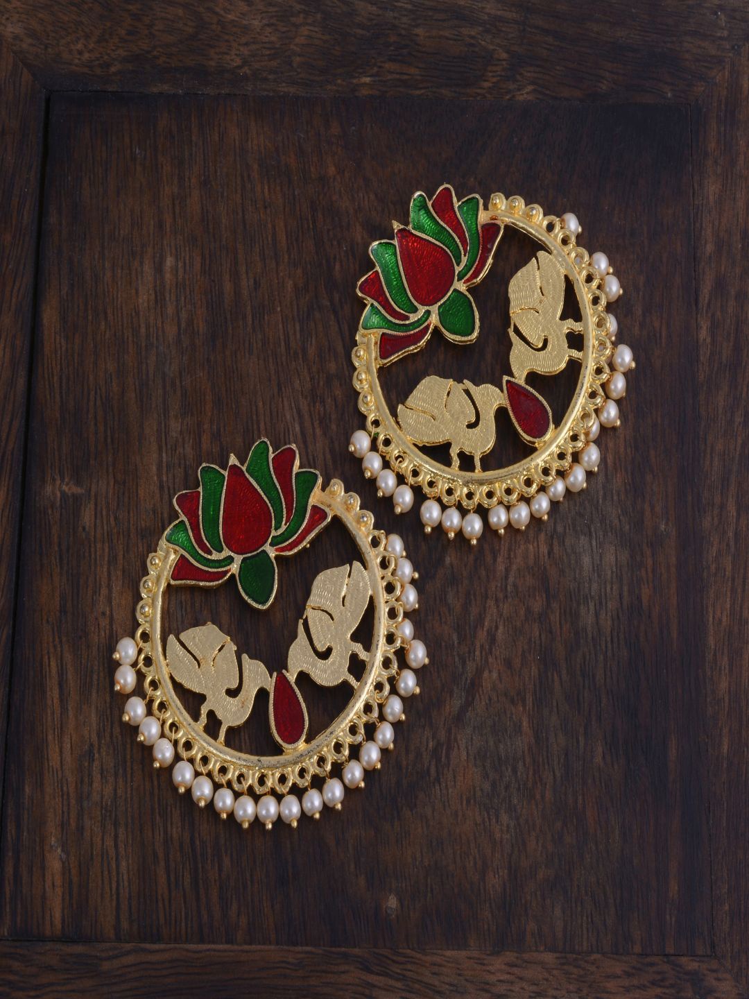 

kashwini Multicoloured & Gold Plated Contemporary Chandbalis Earrings, Multi