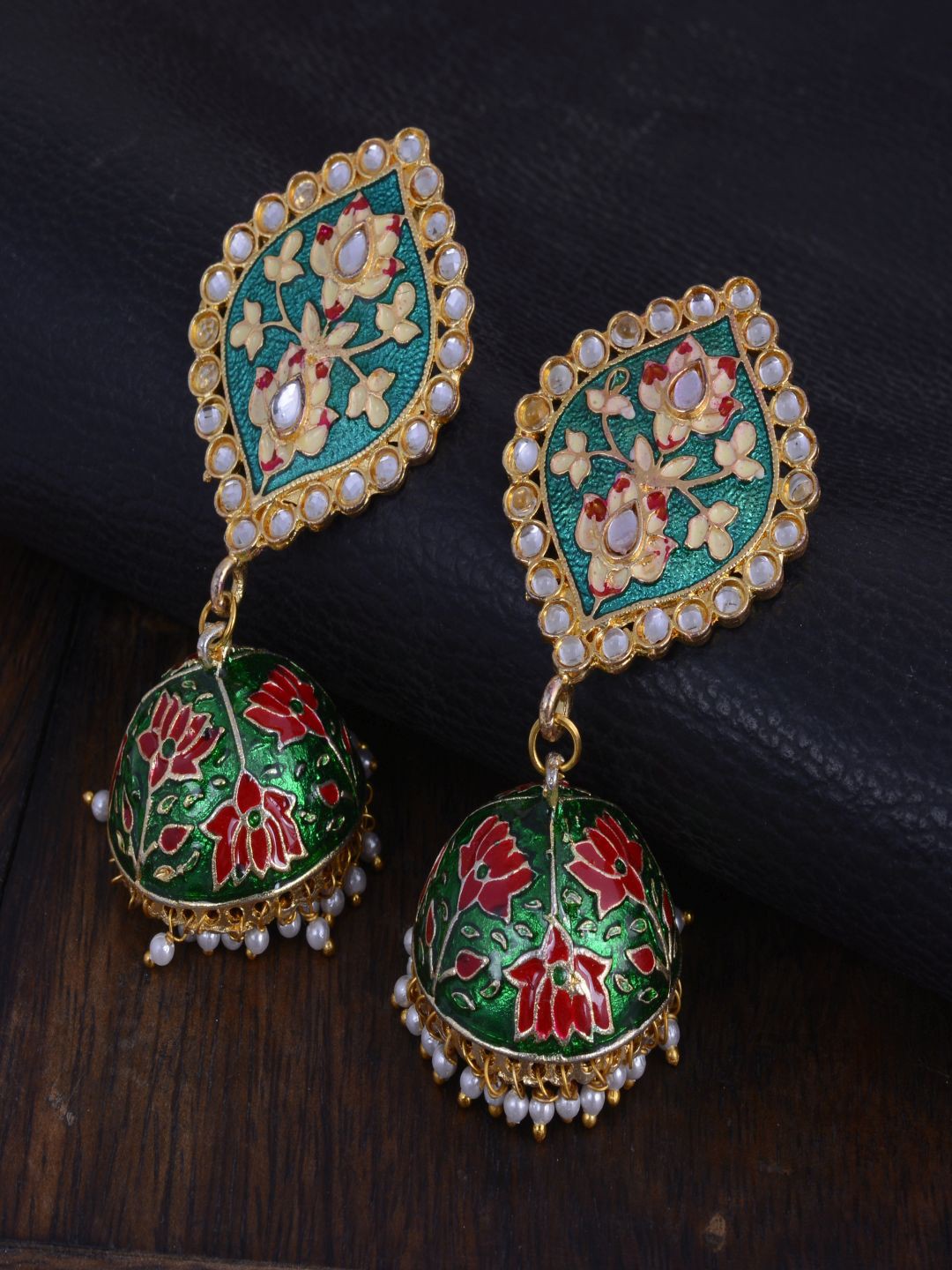 

kashwini Multicoloured Contemporary Jhumkas Earrings, Multi