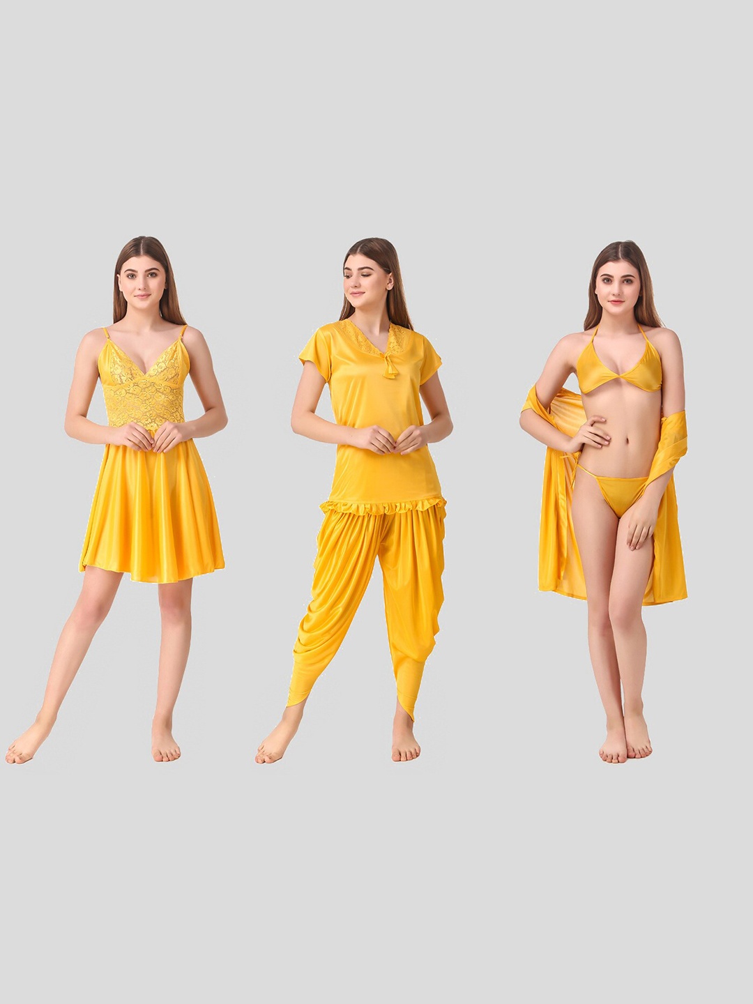

Romaisa Women Yellow Pack of 3 Night suits