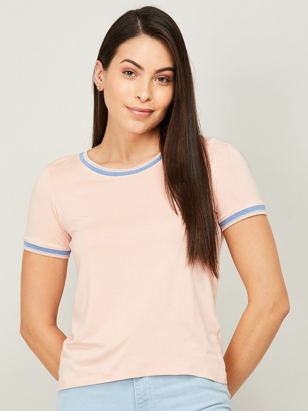 

CODE by Lifestyle Peach-Coloured Solid Top