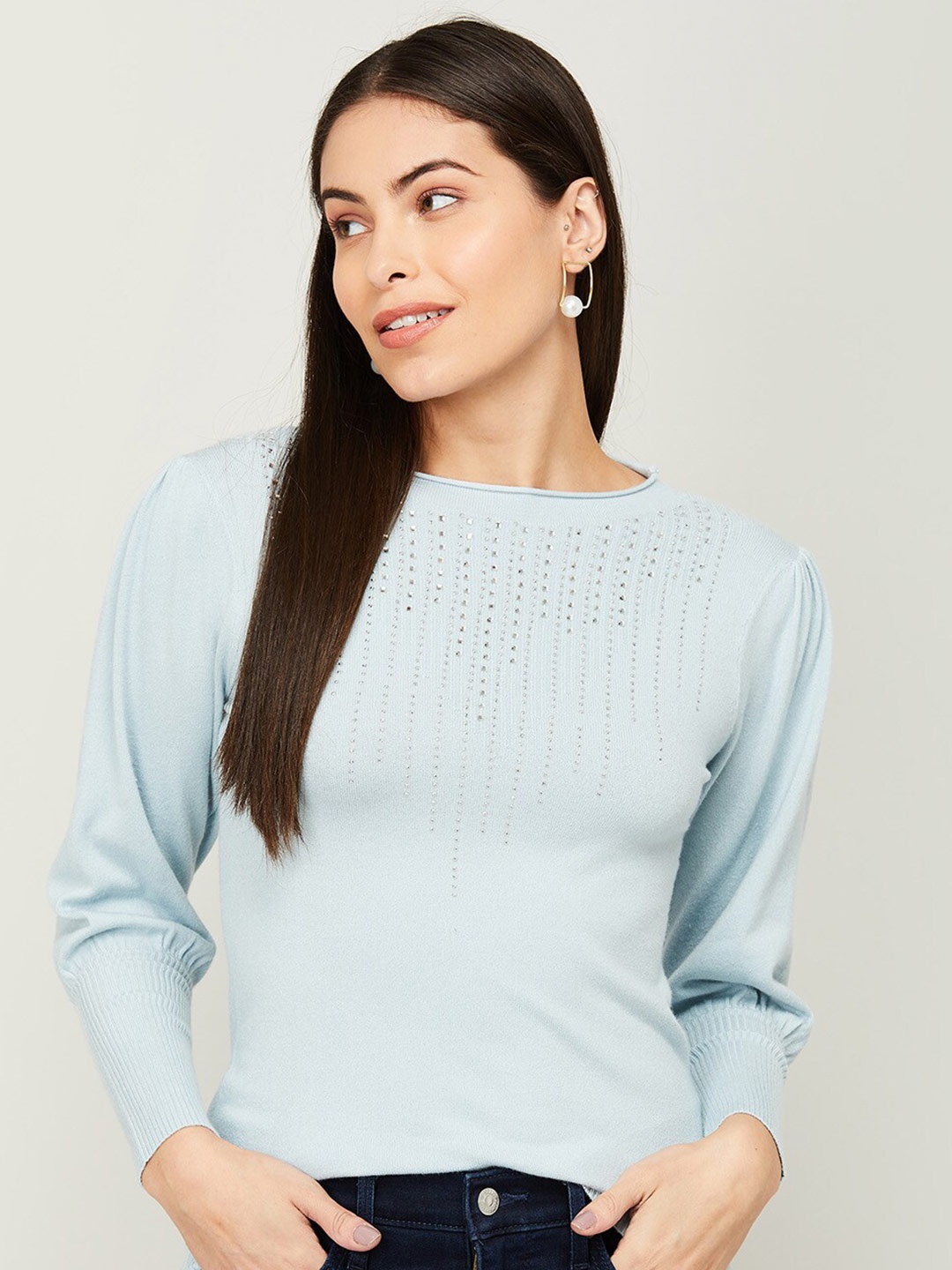

CODE by Lifestyle Blue Embellished Top